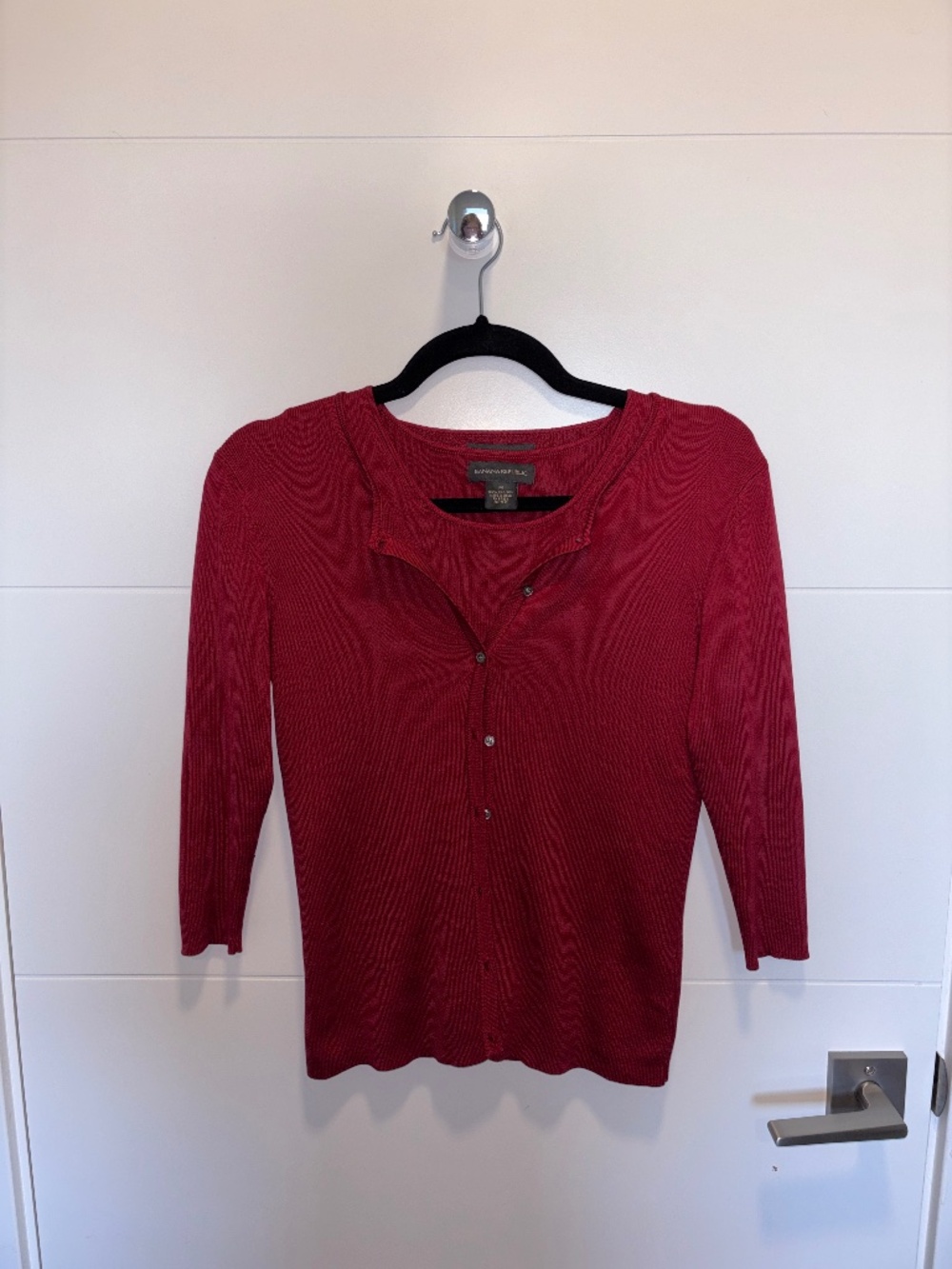 Banana Republic Red 100% Silk Sweater Tank & Cardigan Set S M